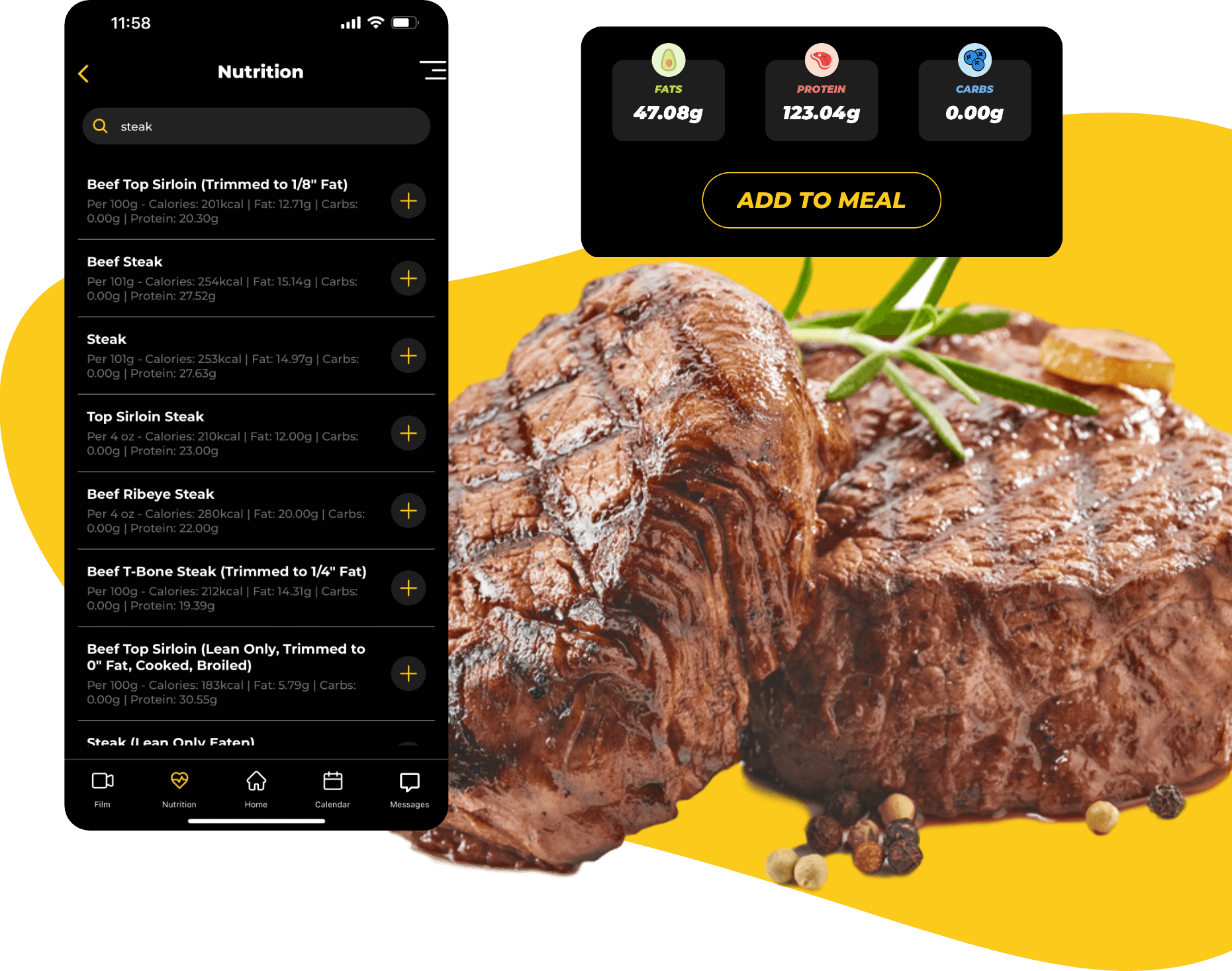 Nutrition Tracker with Steak