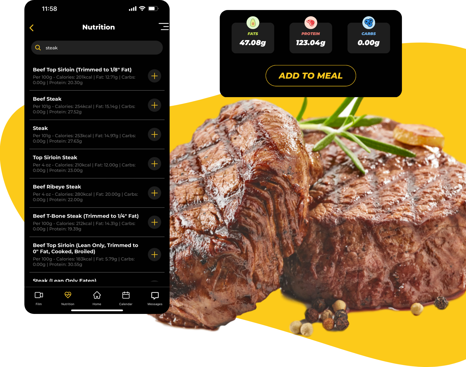 Nutrition Tracker with Steak